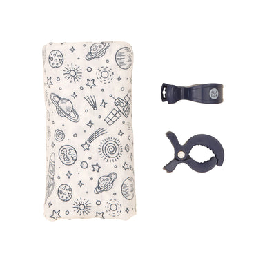 All4Ella Organic Cotton Muslin Swaddle & Pram Pegs - Outer Space