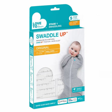 Love To Dream Swaddle Up 1.0 TOG Original Small 3-6kg White with grey print