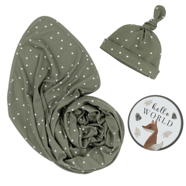 Living Textiles Newborn Gift Set - Olive Dots