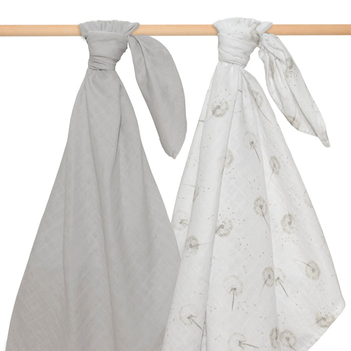 Living Textiles 2-pack Muslin Wraps Dandelion/Grey