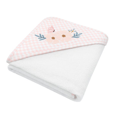 Living Textiles Hooded Towel - Butterfly/Blush Gingham