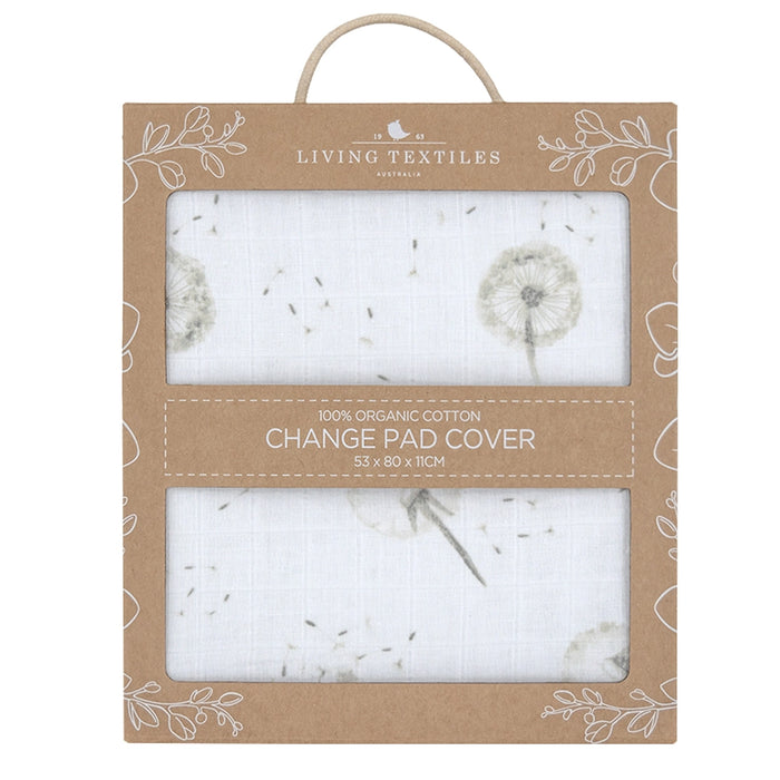 Living Textiles Muslin Change Pad Cover Dandelion/Grey