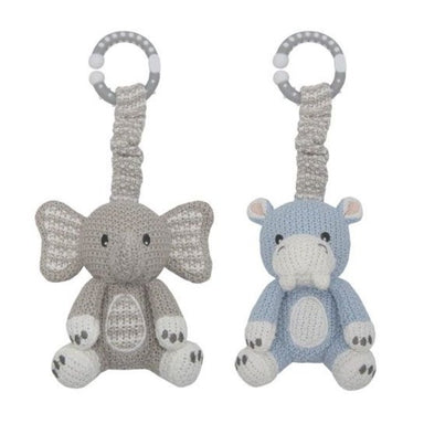 Living Textiles 2-pack Stroller Toy Hippo & Elephant