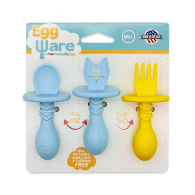 The Teething Egg EggWare Utensils Blue/Yellow