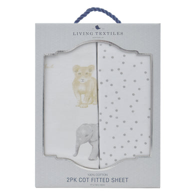 Living Textiles 2-pack Cot Fitted Sheet Savanna Babies