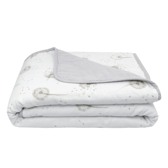 Living Textiles Muslin Pram Blanket Dandelion/Grey
