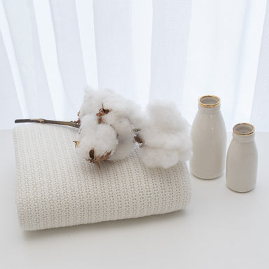 Living Textiles Organic Cellular Bassinet Blanket White