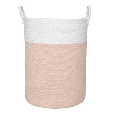 Living Textiles Cotton Rope Hamper White/Pink
