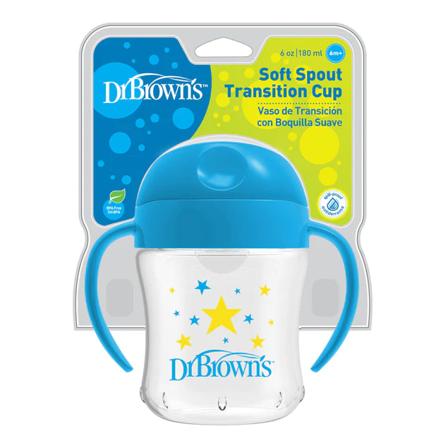Dr Browns 180ml Soft Spout Cup With Handles 6 Months+ Blue