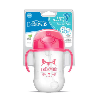 Dr Browns 270ml Babys First Straw Cup Pink